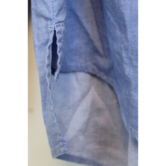 2 New York & Company Button Down Shirts sz XXL Blue Black Simple V-Neck - Picture 5 of 14